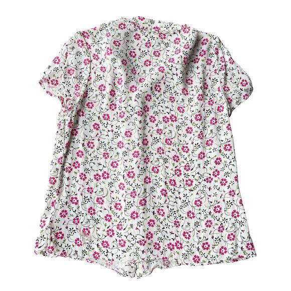 Brooks Brothers Red Fleece Floral White Pink Short Sleeve Flowy Blouse - Size 6 - Picture 2 of 11